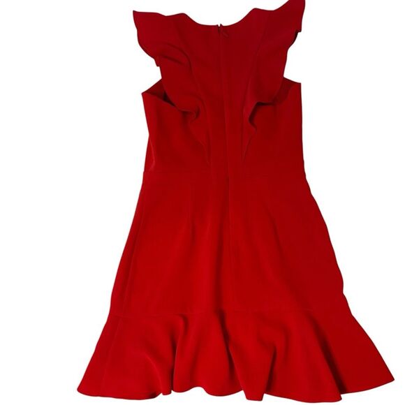Chelsea 28 Women's MEDIUM Red Cut-Out Ruffle Fit & Flare Dress - Picture 7 of 12
